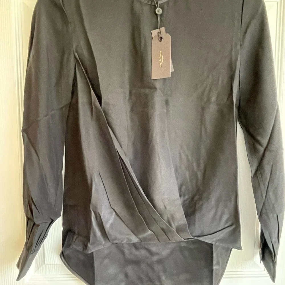 NEW Rag & Bone Lora Silk Blouse Relaxed Fit Top Women's Size XXS - Picture 7 of 10